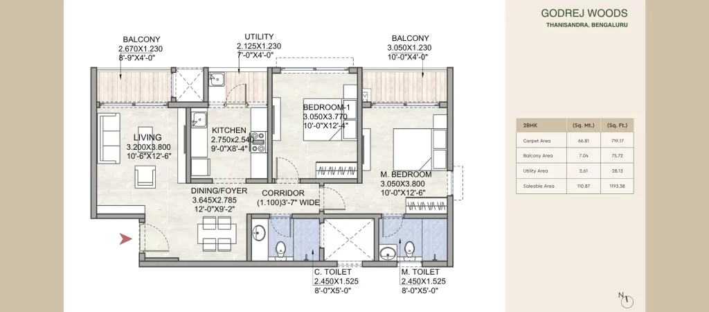 godrej woods thanisandra 2 bhk