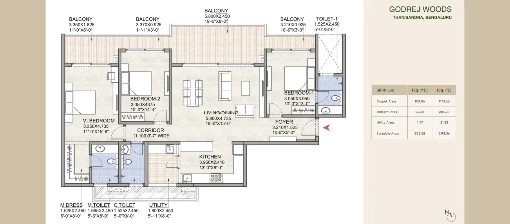 godrej woods thanisandra 3 bhk